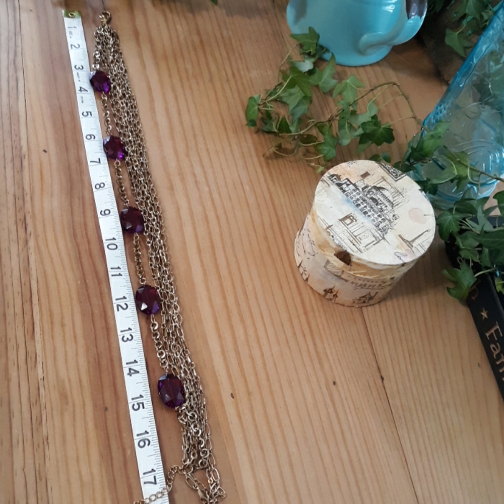 Gold & Magenta Statement Necklace - Picture 4 of 6